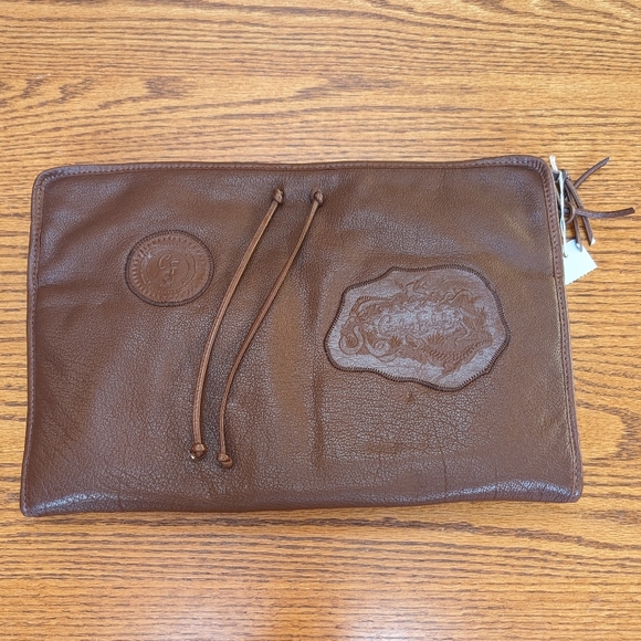 Vintage Carlos Falchi Large Leather Portfolio Case - Picture 1 of 4